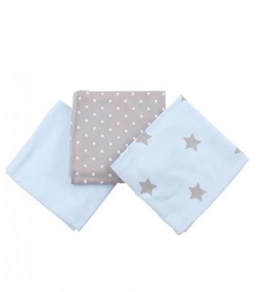 Памучни бебешки пелени Minene Jersey Cotton 3 бр. Синьо+звезди
