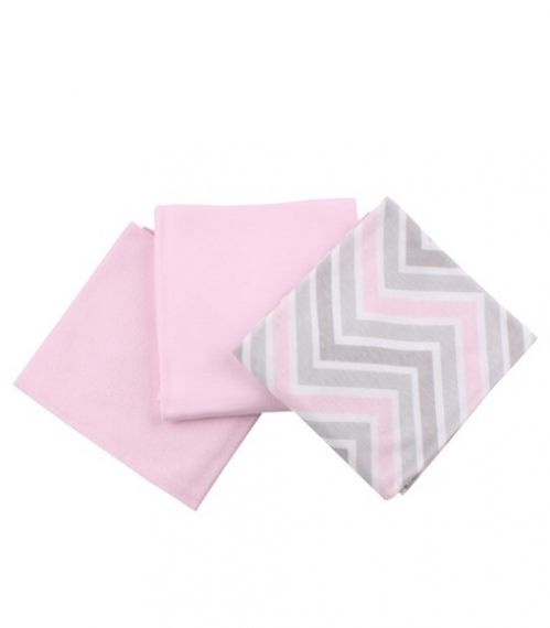 Памучни бебешки пелени Minene Jersey Cotton 3 бр. Зиг-Заг Розово