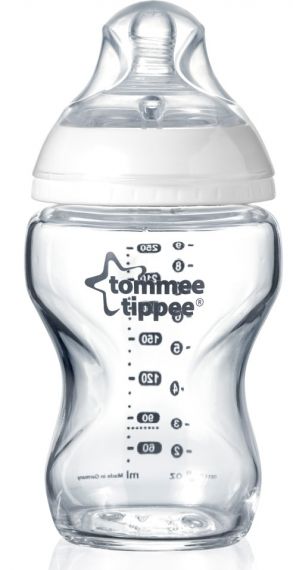 Tommee Tippee - Стъклено шише за хранене Easy Vent 250 мл 0+ месеца