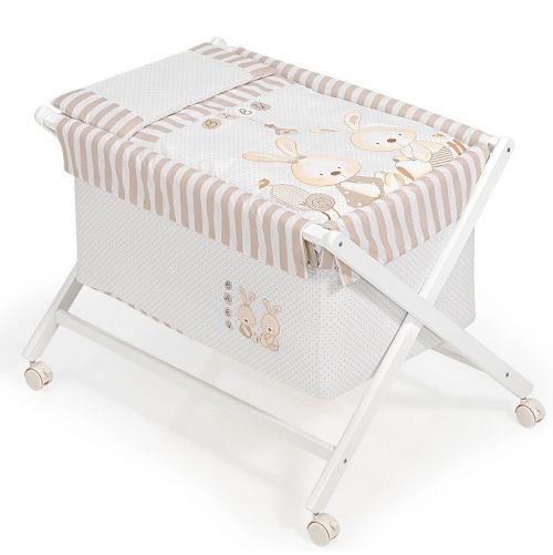 Interbaby - Сгъваема бебешка кошара на колела със спален комплект