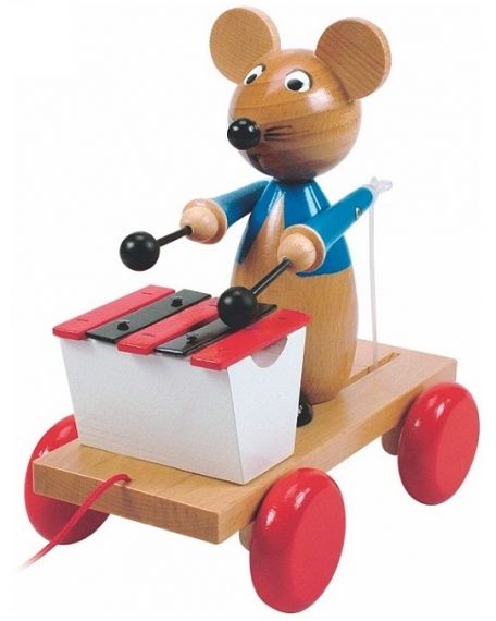Woody - Дървена играчка за дърпане *Мишка с ксилофон*