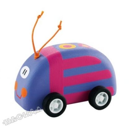 Sevi - Дървена количка Mini - Лилаво Бръмбарче