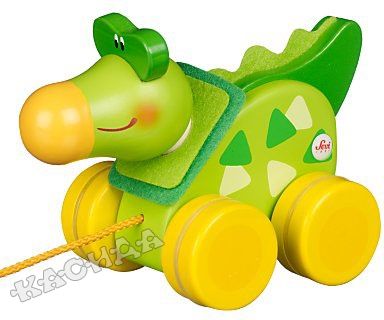 Sevi - Дървена играчка за дърпане Mini КРОКОДИЛЧЕ