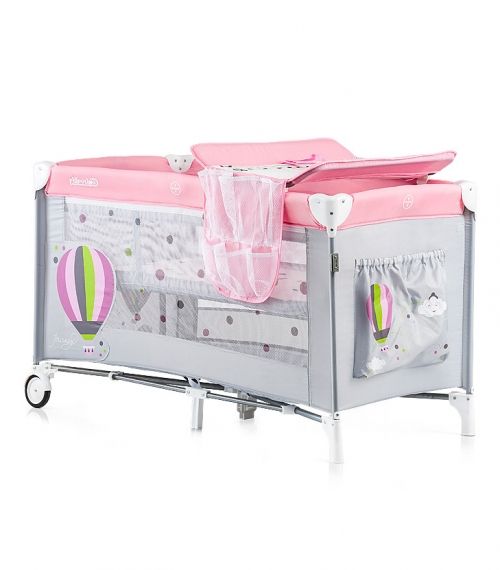 Сгъваема бебешка кошара Chipolino СЕЛЕНА 2016 Роза с балдахин