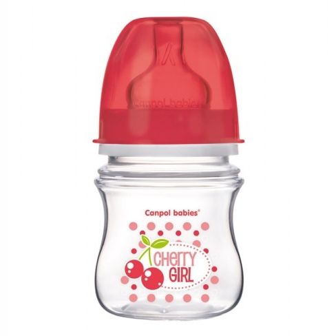 Canpol - Анти-колик шише с широко гърло Easy Start *Fruits* 120мл. - червено
