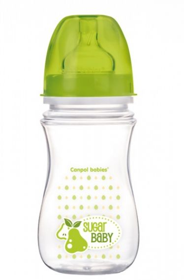 Canpol - Анти-колик шише с широко гърло Easy Start *Fruits* 240мл. - зелено
