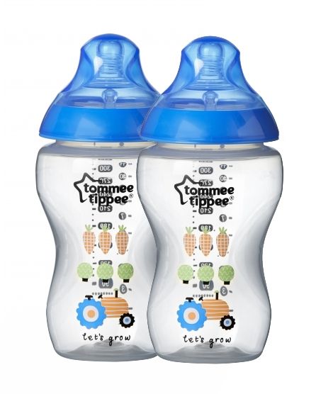 TOMMEE TIPPEE Декорирани шишета 340 ml за хранене 2 бр. сини