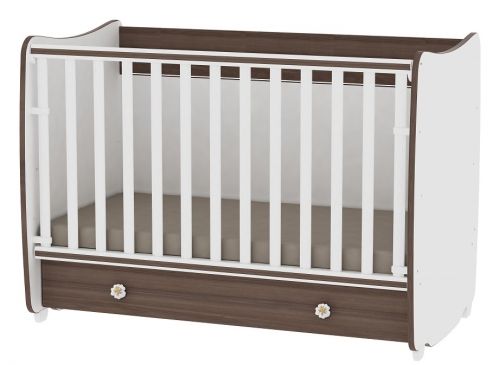 Детско дървено легло-люлка Bertoni Lorelli DREAM 60х120 см Бяло/Орех
