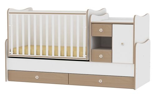 Дървено детско легло-люлка Bertoni Lorelli MiniMAX Бяло/Бук