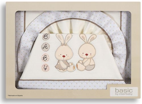 Interbaby - Спален комплект от 3 части *Две зайчета* за кошара 60/120см