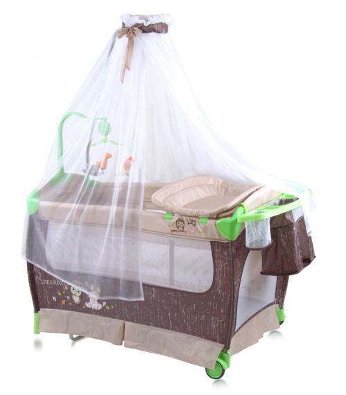 Сгъваема бебешка кошара с аксесоари Bertoni Lorelli Sleep`n Dream Beige Buddies 2017
