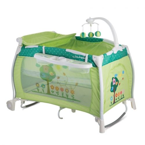 Сгъваема бебешка кошара Bertoni Lorelli iLOUNGE Green Garden 2017