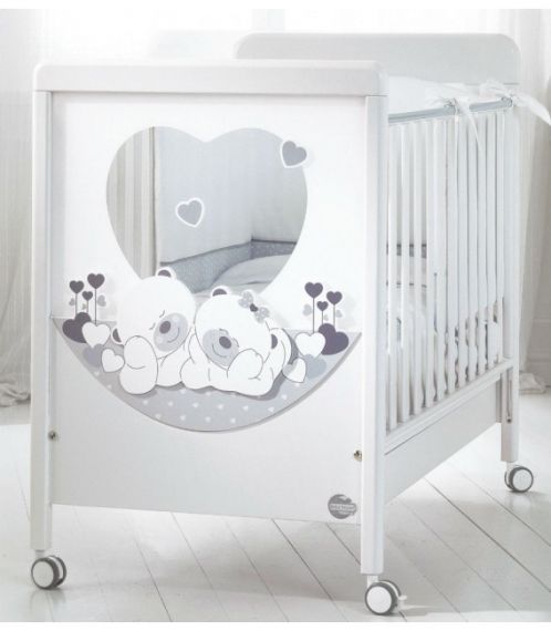 Детско дървено легло Baby Expert Carezza Bianco/Argento