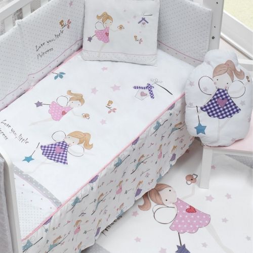 Interbaby - Детски спален комплект с шалте 'Sweet Angel' (60x120см)