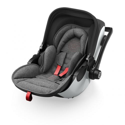KIDDY - Столче за кола  Evoluna i-Size включително  Isofixbase  група 0+ Grey Melange Hot Red