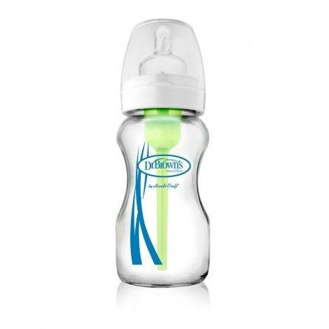 Dr.Brown`s Стъклена бутилка Natural Flow® Wide-Neck 270 ml