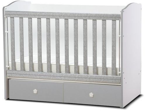 Детско легло *Тони* 70/140 см Dizain Baby Бяло/Сиво с подвижна решетка