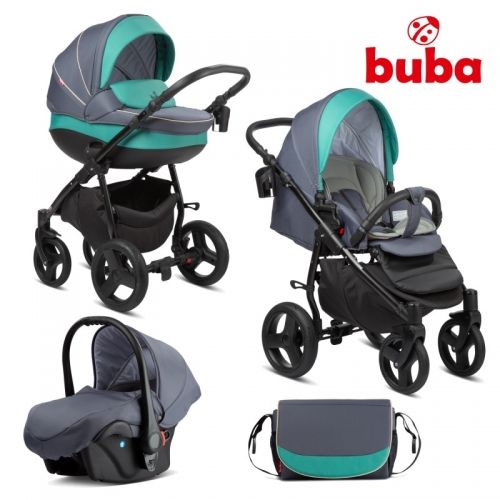 BUBA Bella Бебешка количка 3 в 1 Pewter-Green