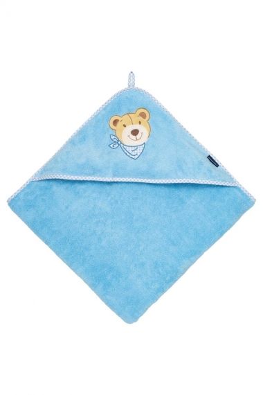 Бебешка хавлия с джобче Morgenstern Bear blue