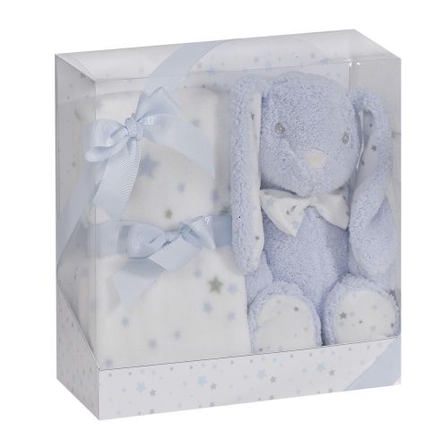 Interbaby одеяло с играчка синьо Зайче