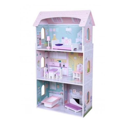 Moni Toys - Дървена къща за кукли с обзавеждане Anna 