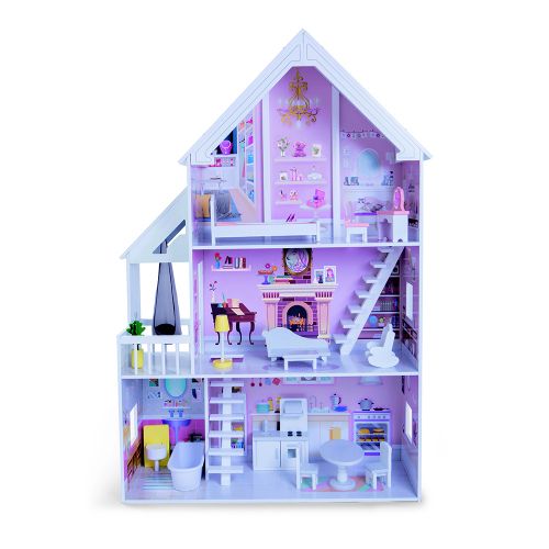 Moni Toys - Дървена къща за кукли с обзавеждане Cinderella