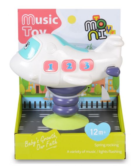 Moni Toys - Бебешки музикален светещ самолет
