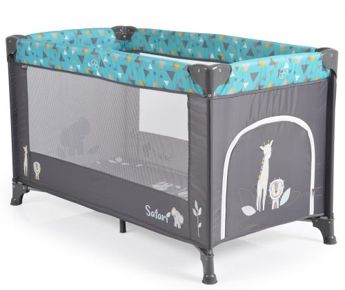 Moni - Детска сгъваема кошара Safari Turquoise