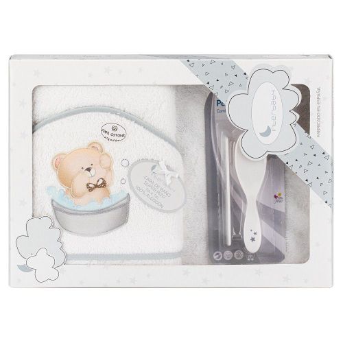 Interbaby - Бебешка хавлия *Мече* с четка и гребен