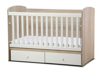 Детско легло *Тони* 70/140 см Dizain Baby Дъб/Бял с подвижна решетка