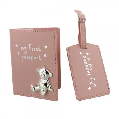 Button Corner Калъф за паспорт и стикер за багаж Pink