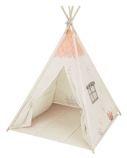 Kikka Boo Палатка за игра с мека подложка Beige House