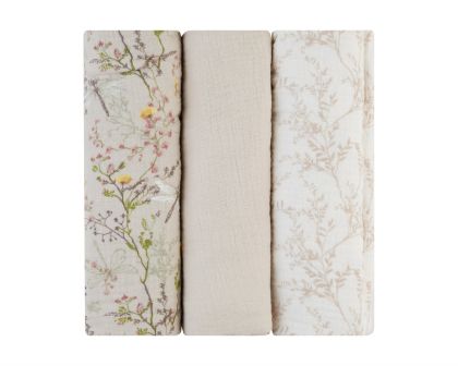 Kikka Boo - Комплект 3 бр муселинови пелени Secret Garden Beige