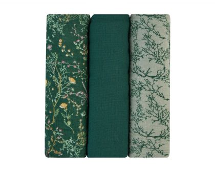 Kikka Boo - Комплект 3 бр муселинови пелени Secret Garden Green
