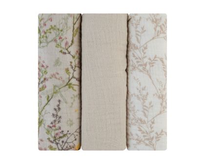 Kikka Boo - Комплект 3 бр. 75х75 см. муселинови пелени Secret Garden Beige
