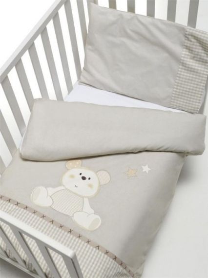 Interbaby - Бебешки спален комплект от 3 части с плик *Седящо мече*