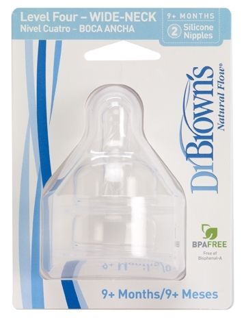 Dr. Brown`s Natural Flow - широки силиконови биберони 9+ - 2бр.