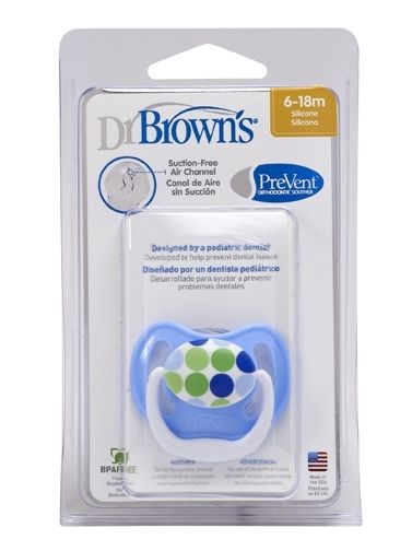 Dr. Brown`s - Силиконова ортодонтска залъгалка Prevent - 6-18м. точки