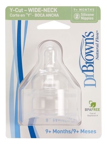 Dr. Brown`s Natural Flow - широки силиконови биберони Y-образен - 2бр.