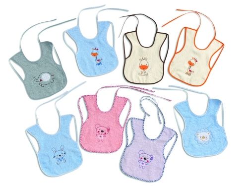 Interbaby - Комплект лигавници 6 бр. с презрамки *Животни и цветове*