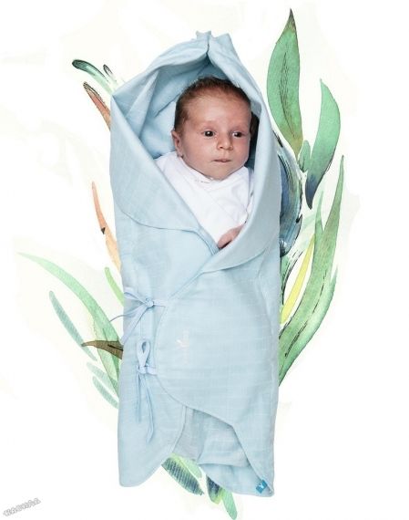 WallaBoo - Бебешко одеяло за повиване Baby Wrap Summer - Blue