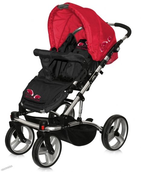 Бебешка количка Bertoni ASTRA Black&Red Poppies