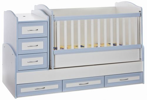 Детско трансформиращо се легло-люлка *Елена* Dizain Baby Бяло/Синьо