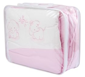 Бебешки спален комплект BabyHit *Розови Слончета* 8 части 60x120 см