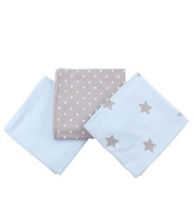 Памучни бебешки пелени Minene Jersey Cotton 3 бр. Синьо+звезди