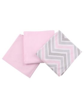 Памучни бебешки пелени Minene Jersey Cotton 3 бр. Зиг-Заг Розово