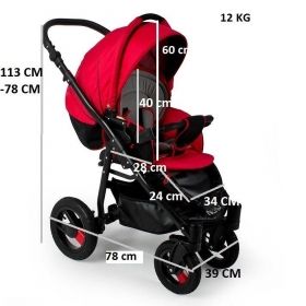 Комбинирана бебешка количка Adbor NEMO Len 3в1 цвят Червен