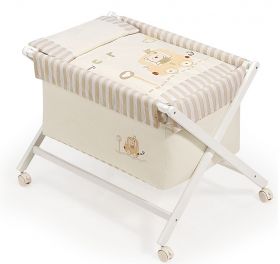 Interbaby - Сгъваема бебешка кошара на колела със спален комплект