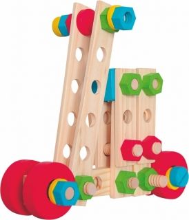 Woody - Детски дървен конструктор в кутия 130 части