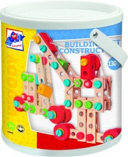 Woody - Детски дървен конструктор в кутия 130 части
